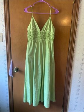 Lime green Zara maxi dress M 100% cotton poplin